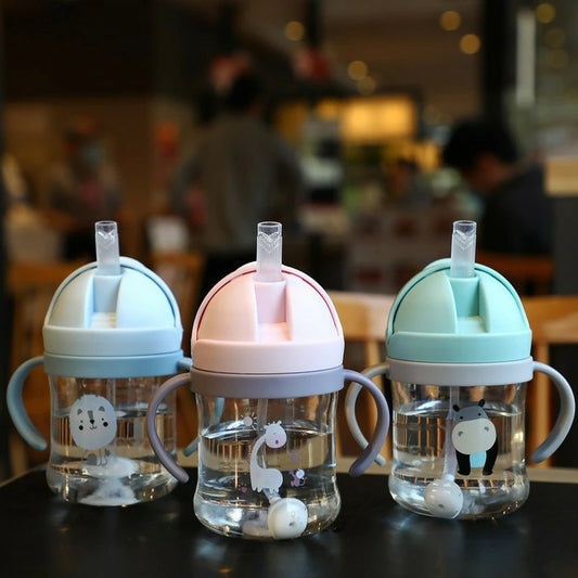 Biberon bébé tasse d'alimentation rose,vert et bleu